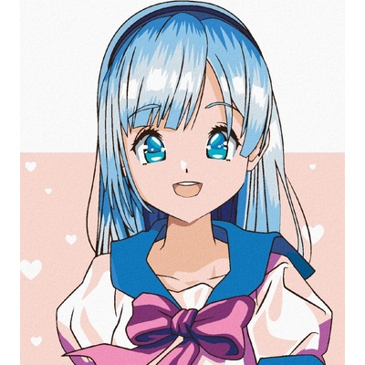 zuty Malování podle čísel Anime dívka s mašlí 40 x 50 cm bez rámu a bez vypnutí plátna