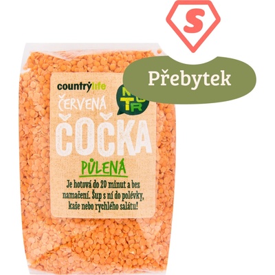 Country Life Čočka červená půlená loupaná 0,5 kg