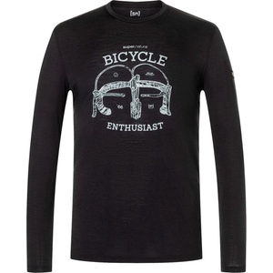 super. natural Мъжка блуза с дълъг ръкав super. natural Bike Enthusiast L/S Merino longsleeve - Jet Black / Various (216-9134-0313)