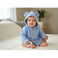 Kojenecký pletený svetřík s kapuckou modrá