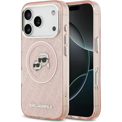 KARL LAGERFELD IML Glitter Karl & Choupette Heads Logo MagSafe Case за iPhone 17 Pro - розов (3666339499075)