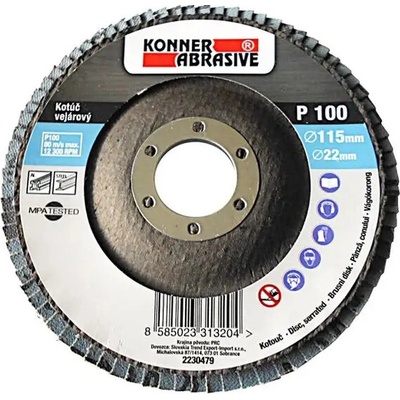 Kotúč KONNER 260 150x22 mm, A40, zirkónový, vejarový, lamelový, nerez