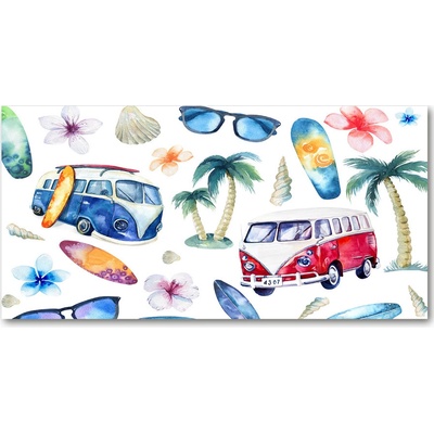 Moderný sklenený obraz z fotografie symboly surfingu 100x50 cm