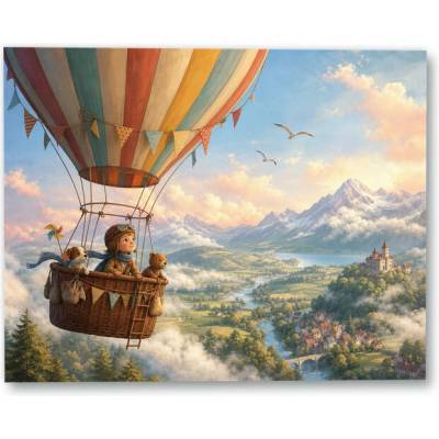 Plakát – Let balónem nad horským údolím 100 × 80 cm Bez rámu Ano Bez rámu – Hledejceny.cz