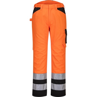 PortWest HI-VIS SERVICE PW241 kalhoty 100% nekovové HV oranžová/černá