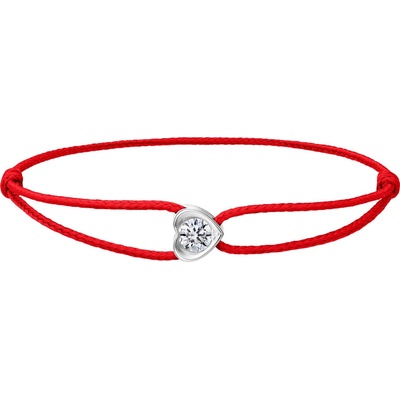 Tiami provázkový náramek Pure Love z bílého zlata s diamantem červený BPVW20003