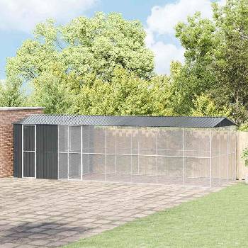 vidaXL Клетка за птици със съхранение Антрацит 860 x 310 x 247 см (3325164)