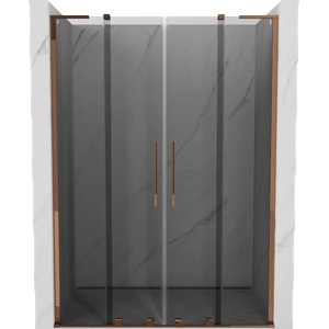Mexen Velar L Duo плъзгащи се душ врати 150 см, графит, розово злато - 871-150-003-42-60 (871-150-003-42-60)