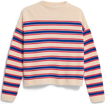 ARMEDANGELS Дамски пуловер ARMEDANGELS Women's Merinaa Stripes Knit Sweater Jumper - Oatmilk / Mars Red / Dynamo Blue (117-3693-0314)