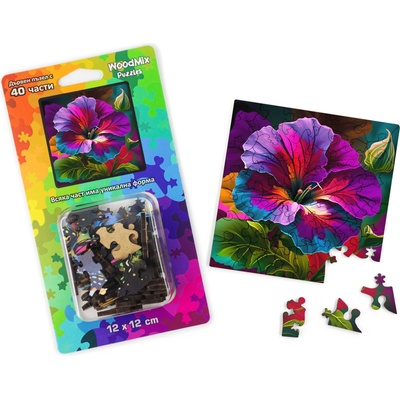 WoodMix Puzzles Дървен пъзел WoodMix, Цветя, 40 части - Петуния (WM-P40-0046)