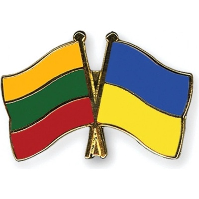Odznak (pins) 22mm vlajka Litva + Ukrajina - farebný
