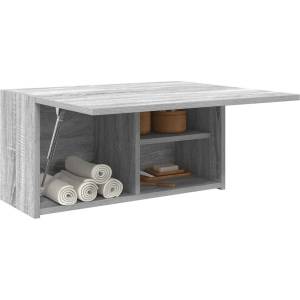 vidaXL Стенен шкаф за баня, сив сонома, 60x25x30 см, инженерно дърво (860063)