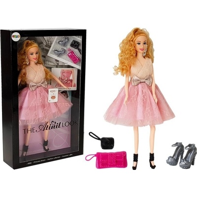 LEAN TOYS v šatách s doplnkami 28 cm svetlovlasá ružová
