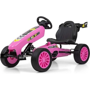 Go-kart Milly Mally Rocket detská šliapacia motokára rúžová