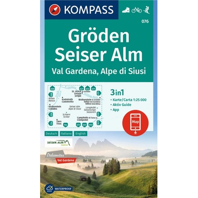076 Gröden, Seiser Alm 1: 25 000 KOMPASS