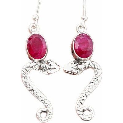 Nefertitis Rubín indický - upravený náušnice stříbro Ag 925 46626 NF56980 - 2,8 cm, 4,1 g