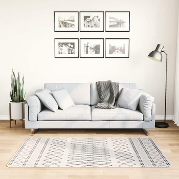 vidaXL Килим, миещ се, 80x150 см, черно и бяло, противоплъзгащ (337970)