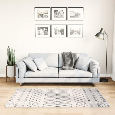 vidaXL Килим, миещ се, 80x150 см, черно и бяло (337970)