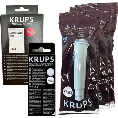 Krups F08801 Aqua Claris 3 ks + F0540010 odvápňovač + XS300010 čisticí tablety