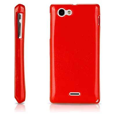 Sony Xperia J ST26i Силиконов Калъф Червен + Протектор