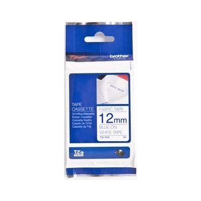 Brother originální páska do tiskárny štítků, Brother, TZE-FA3, modrý tisk/bílý podklad, 3m, 12mm, zažehlovací