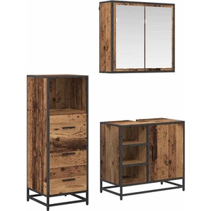 vidaXL Комплект мебели за баня 3 бр. Старо дърво 65 x 33 x 60 см (3402372)