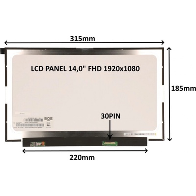 SIL LCD PANEL 14,0" FHD 1920x1080 30PIN MATNÝ IPS / BEZ ÚCHYTŮ 77042065