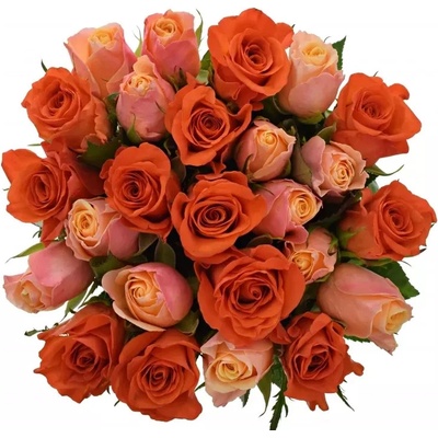 Kytice 25 míchaných růží ORANGE CANDRA 60cm