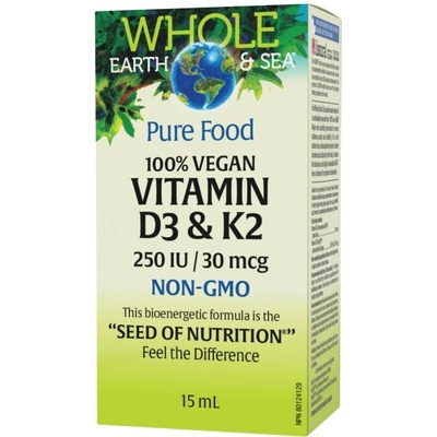 Natural Factors Whole Earth and Sea® Vitamin D3 250 IU + K2 30 mcg [15 мл]