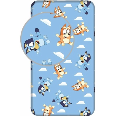 Jerry Fabrics Modrá napínacia bavlna plachta Bluey 90x200