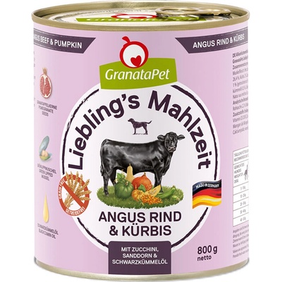 GranataPet Lieblings Mahlzeit hovädzie Angus s tekvicou 12 x 800 g
