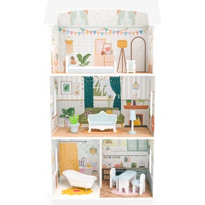 Moni Дървена къща за кукли с мебели Moni Toys, 9 части (111841)