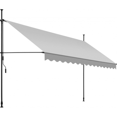 Tectake Upínací markýza s ruční klikou, výškově nastavitelná 400 x 180 cm, světle šedá