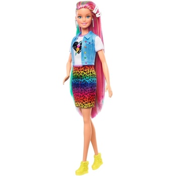 Barbie Leopardí s duhovými vlasy a doplňky