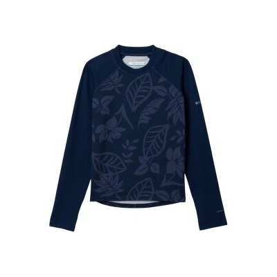 Columbia Sandy Shores Printed LS Sunguard Youth Coll Navy Pasteled Tonal