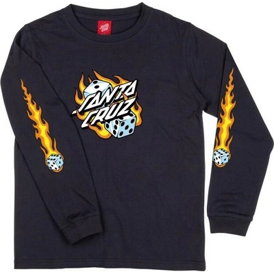 Santa Cruz Youth Flaming Dice Dot LS Black