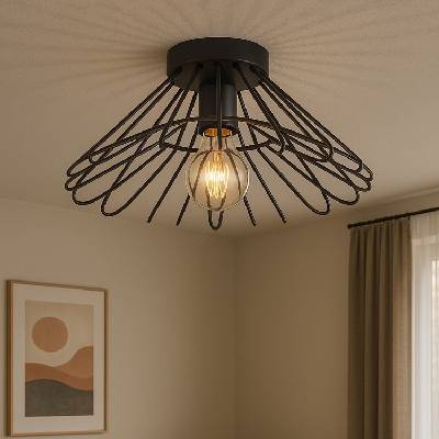 Onli - Плафон DUCCIO 1xE27/22W/230V Ø 60 см черен (OL0461)