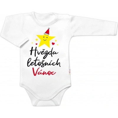 Body dlouhý rukáv Hvězda letošních Vánoc Baby Nellys bílé