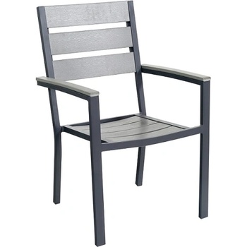 Mira-N Стол plastic wood с подлакътник СИВ (019517)