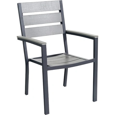 Mira-N Стол plastic wood с подлакътник СИВ (019517)