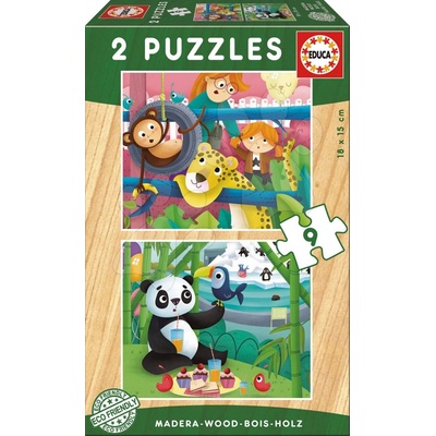 Educa drevené ZOO zvieratká 2 x 9 dielov