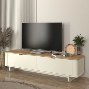 TopMebel ТВ шкаф Bohema TopMebel от меламин в цвят слонова кост - сепет дъб 180x47x45.6cm
