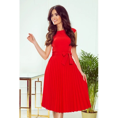 Numoco Елегантна миди рокля с къс ръкав в червен цвят 311-1nmc-1484 - Червен, размер xxl