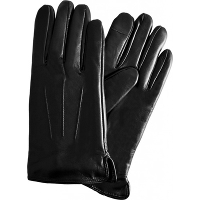 Semiline women leather antebacterial gloves P8207 black