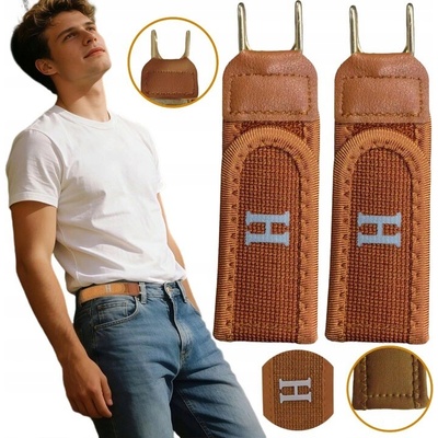 2x Pružný Pásek Bez Spony Ke Kalhotám Pohodlný Nastavitelný Unisex Hnědý