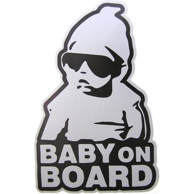 No name Samolepka dítě v autě BABY ON BOARD, stříbrná – Zboží Dáma