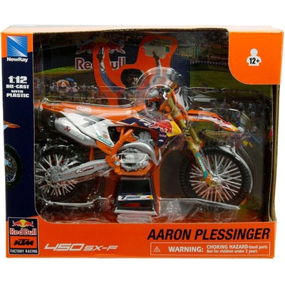 New Ray Toys Метален мотоциклет Newray - Red Bull KTM 450 SX-F, Aaron Plessinger, 1: 12 (58363)