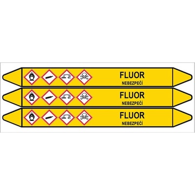 Značení potrubí, fluor,3 ks, 355 × 37 mm PZ 007475
