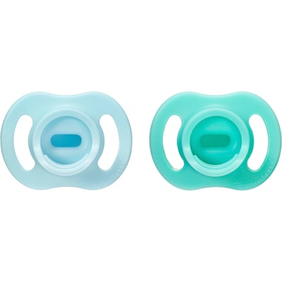 Tommee Tippee Ортодонтични залъгалки Tommee Tippee - Ultra Light Stay Put, 0-6 м, 2 броя, синя/зелена (433594)