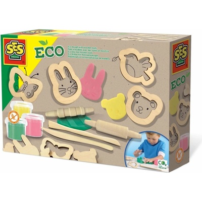 SES CREATIVE Modelína Eco bezlepková 3x 90g + drevené nástroje